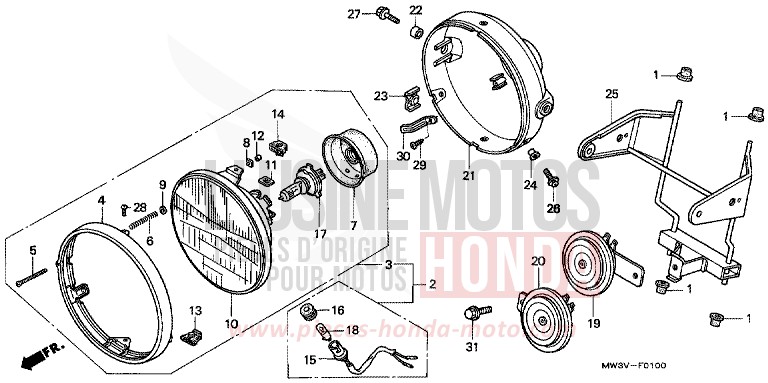 SCHEINWERFER von CB1300 Super Bold'or ABS SCHWARZ (NH1) von 1999